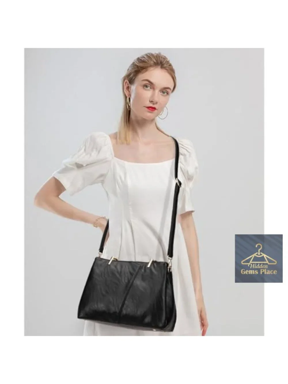 Medium Hobo Shoulder Tote Faux Leather Handbag with Detachable Strap